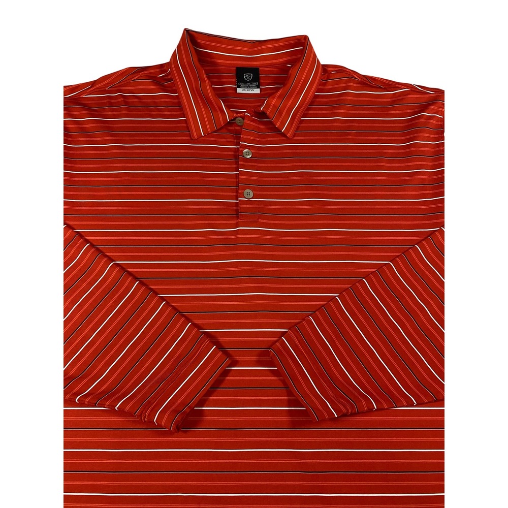 Nike Golf Dri-FIT UV Long Sleeve Polo Shirt Mens XXL‎ Orange Striped Performance